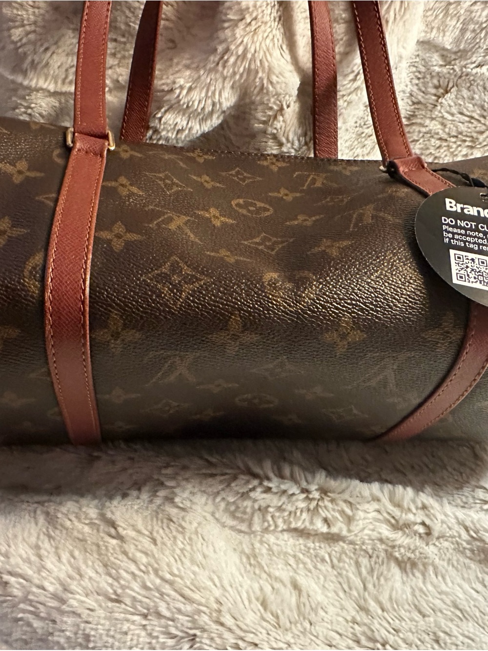 Louis Vuitton Papillon Brown Monogram Barrel Bag with Brown Leather Trim